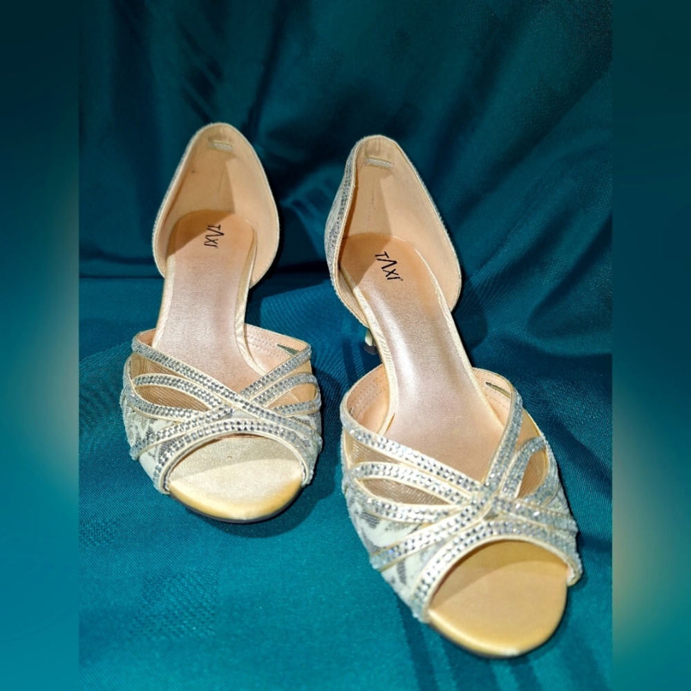 Women's Pink Satin Lace Heeled Sandals